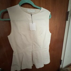 NWT Zara Cream Peplum Blouse
